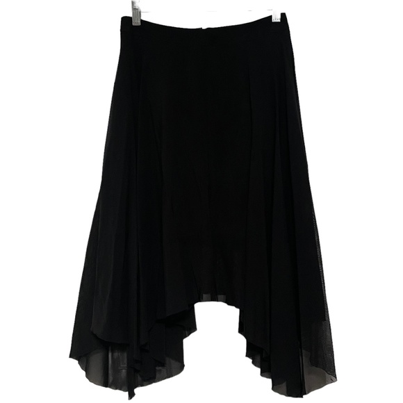Topshop Dresses & Skirts - Topshop Black Asymmetric Sheer‎ Lined High Waisted Skirt Size 4